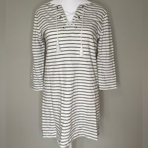 Boden 100% Cotton Navy and White Striped Tunic With Tassels 2